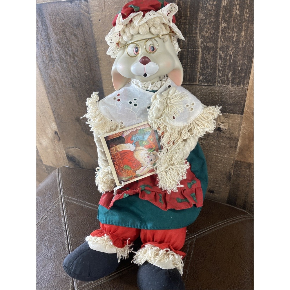 Vtg‎ House of Lloyd Granny Flo Rabbit 1996 Shelf Sitter Christmas Porcelain 16"